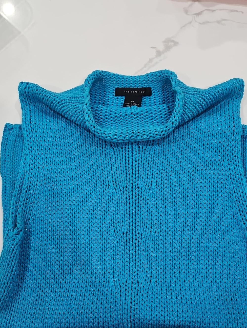 The Limited Women's Bright Teal Knit Sleeveless Turtleneck Sweater